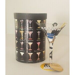 Lolita Hollywood-tini Hollywood Martini Glass with Tag Box & Recipe Hand Painted
